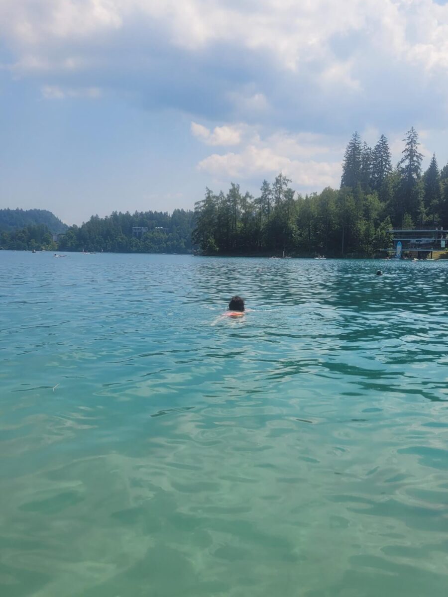 swimming in lake bled