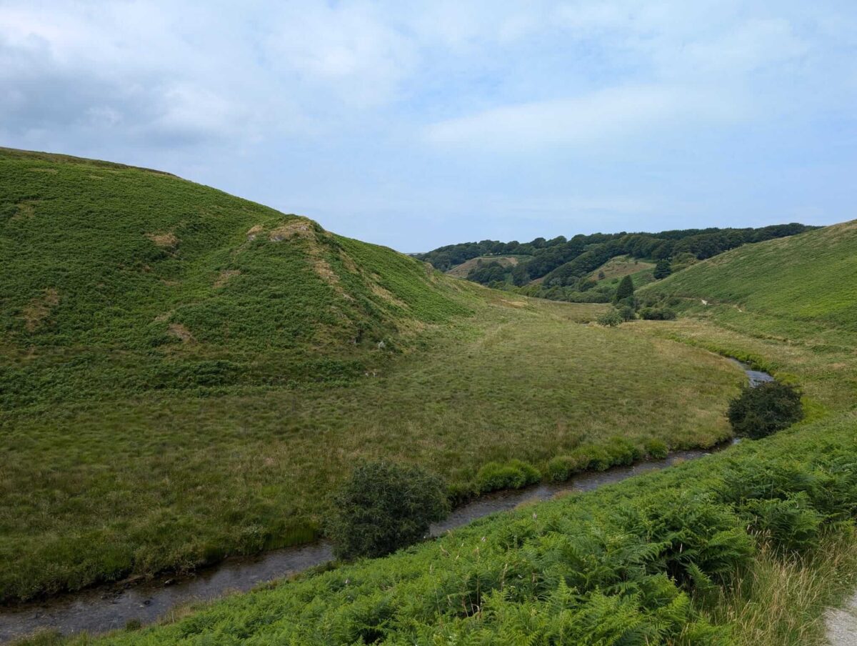 The River Barle cutting through a valley on the walk from Simonsbath to Cow Castle.